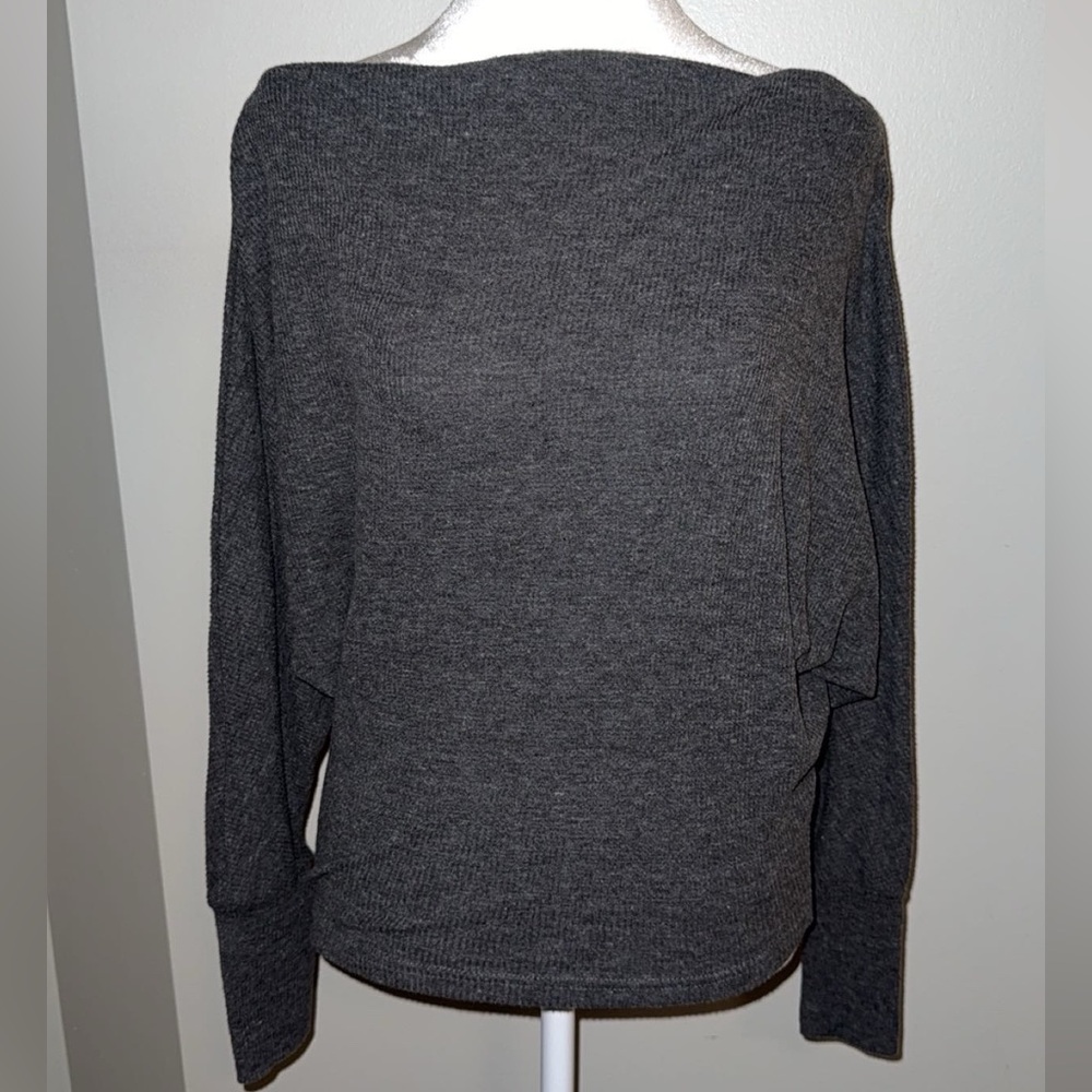 Gray long sleeve off the shoulder top
